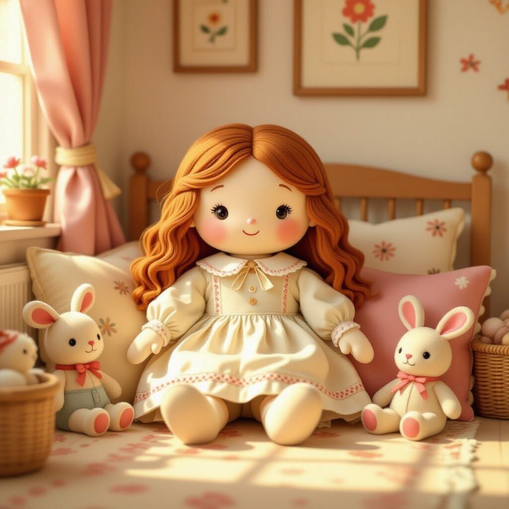 Whimsical Rag Doll in Cozy Domestic Scene