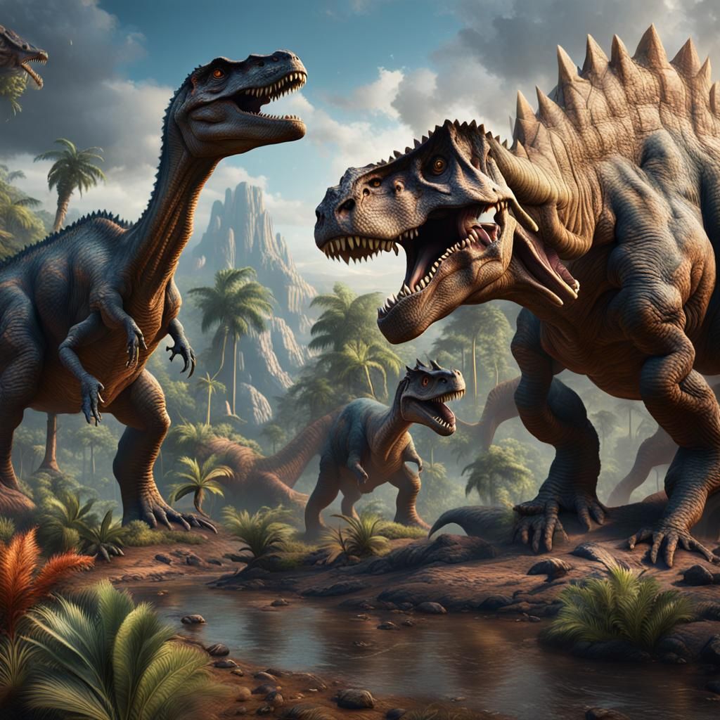 Detailed Dinosaur Matte Painting in Deep Color