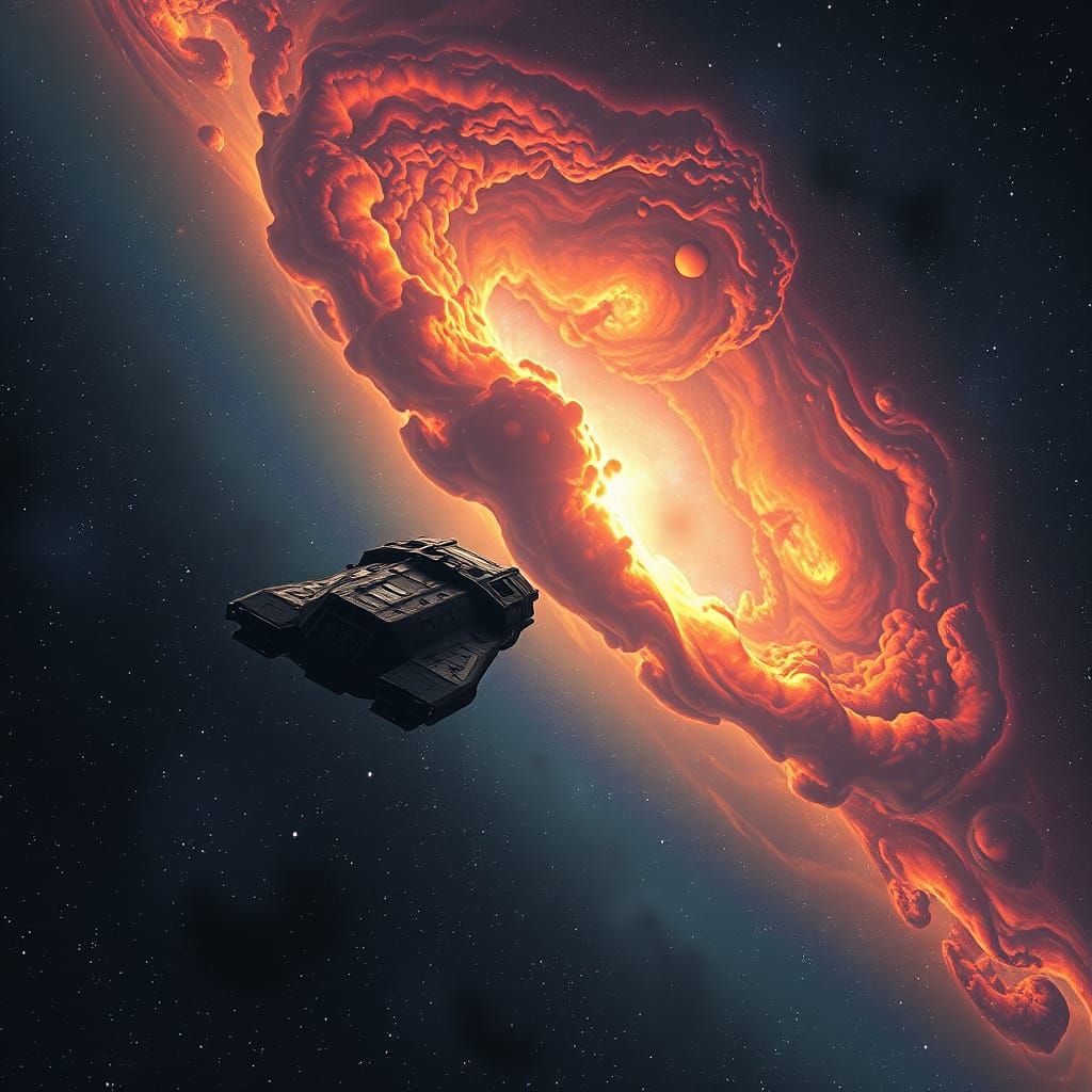 Glowing Nebula in a Starry, Mystical Galaxy