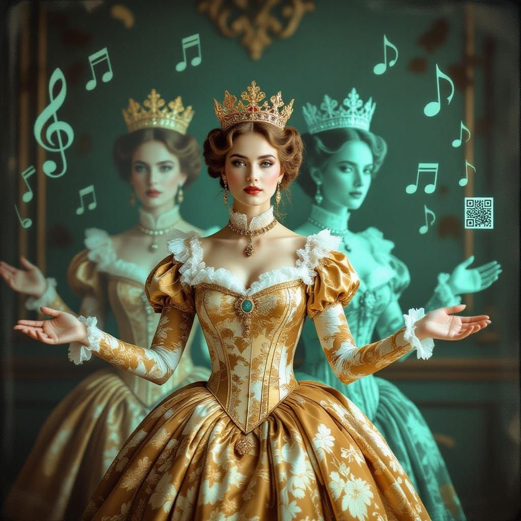 Victorian Queen Double Exposure with Holographic Shimmer