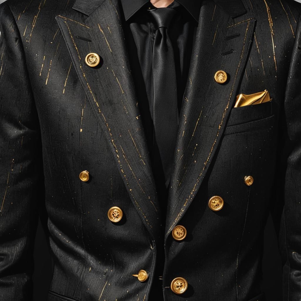Luxury Black Suit with Gold Lining Illustration