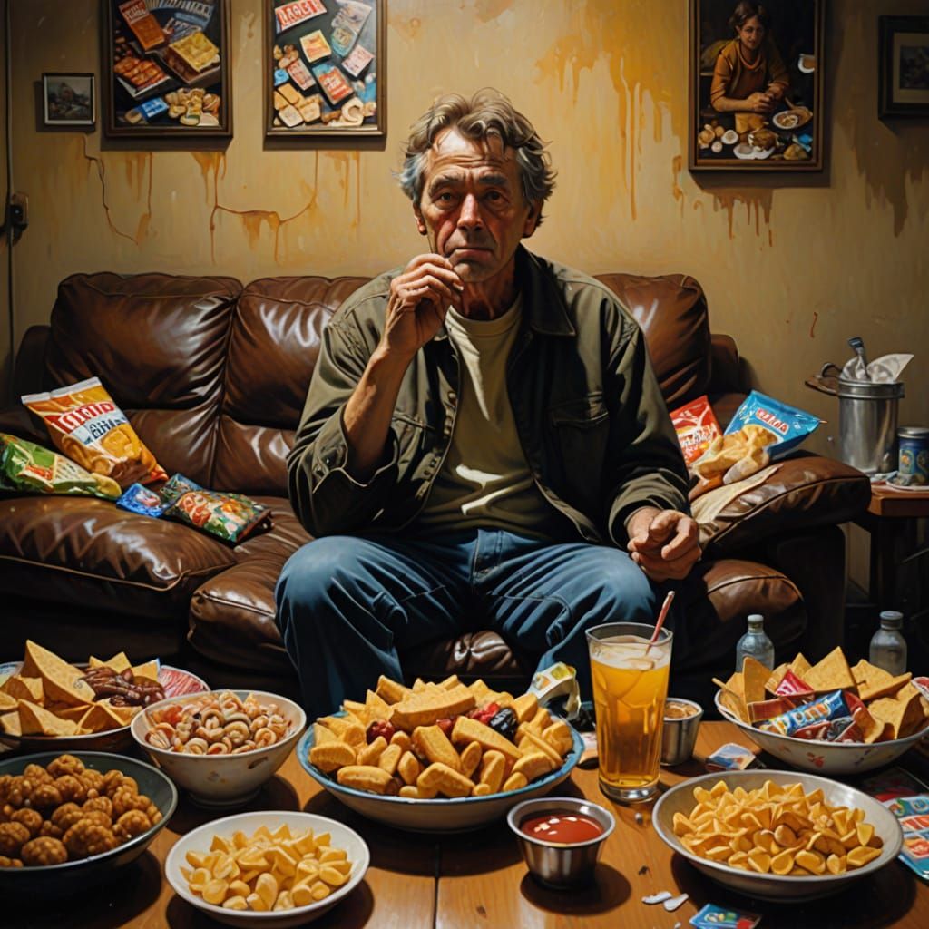 Slovenly Human in Warm, Golden Lighting