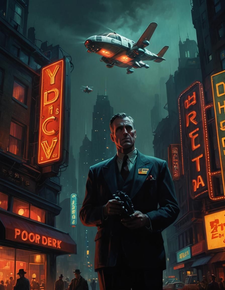 Retro-Futuristic Impossible City with Flying Cars