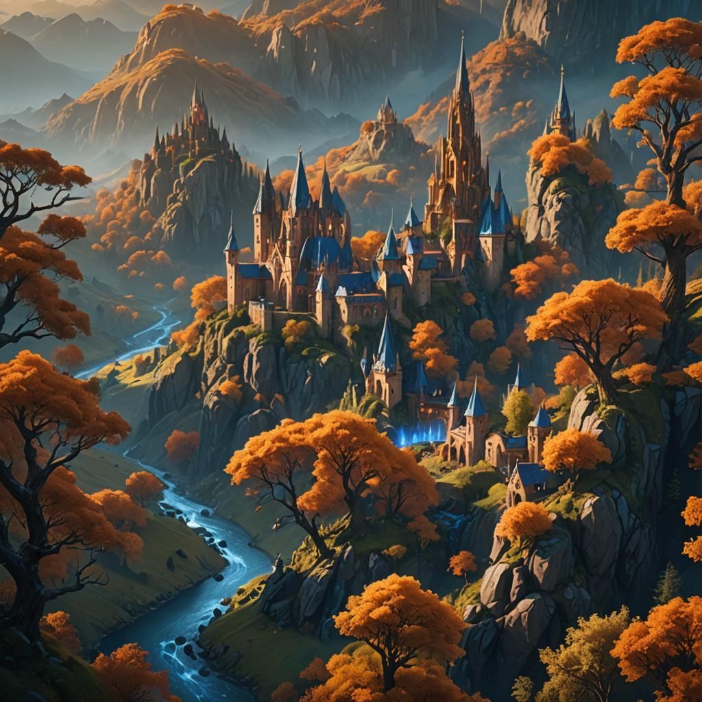 Fantasy Landscape with Spires: Matte Painting