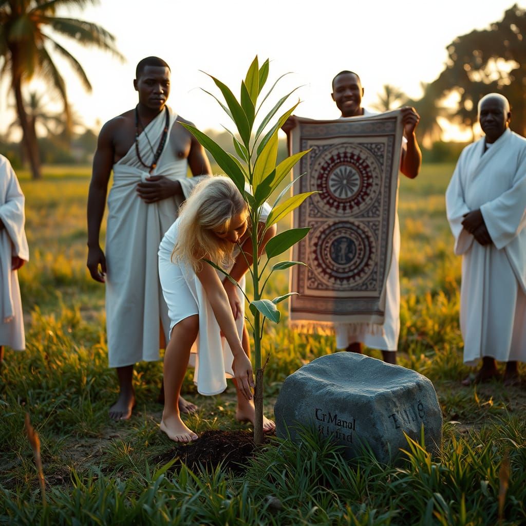 Emotional Planting Ceremony at Twilight: A Cinematic Still