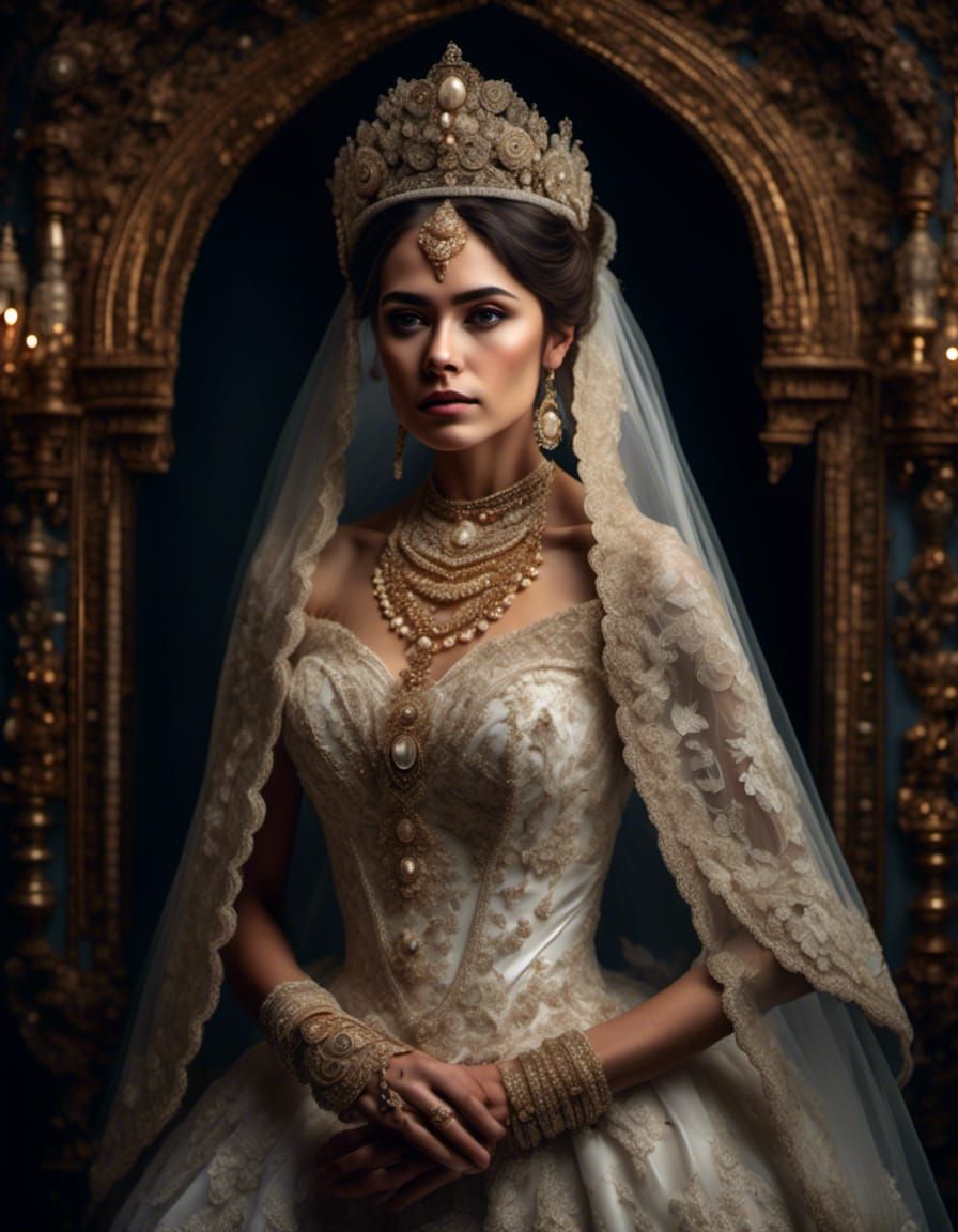 Opulent Bride Portrait with Veil and Tiara