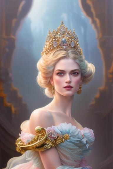 Princess Peach Pinup in Birthday Cake, Rococo Style