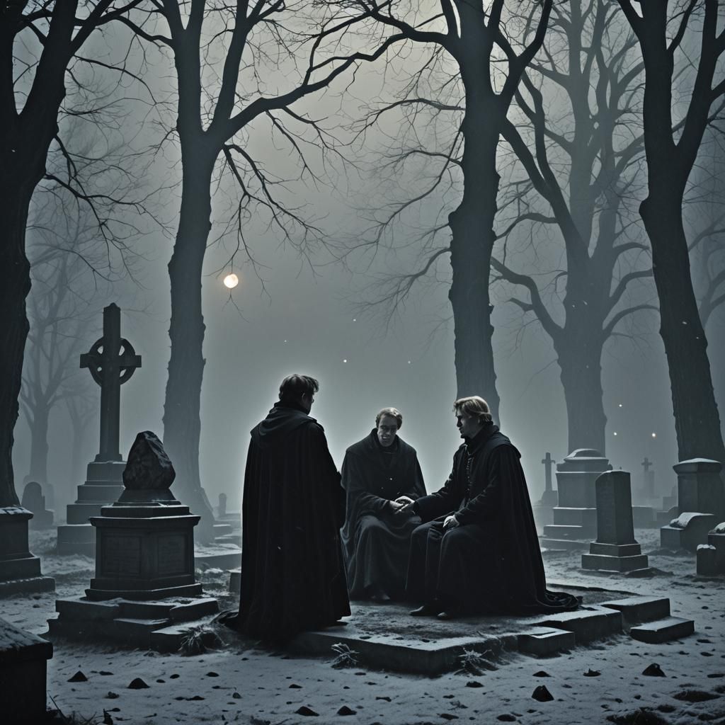 Eerie Meditation Scene in Chiaroscuro Style