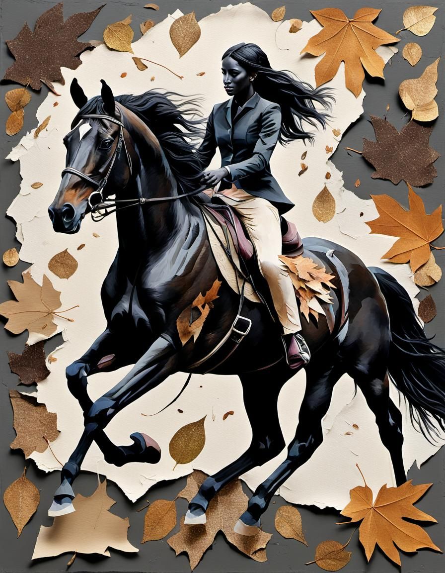 Arabian Horse and Rider in Anime Collage Style