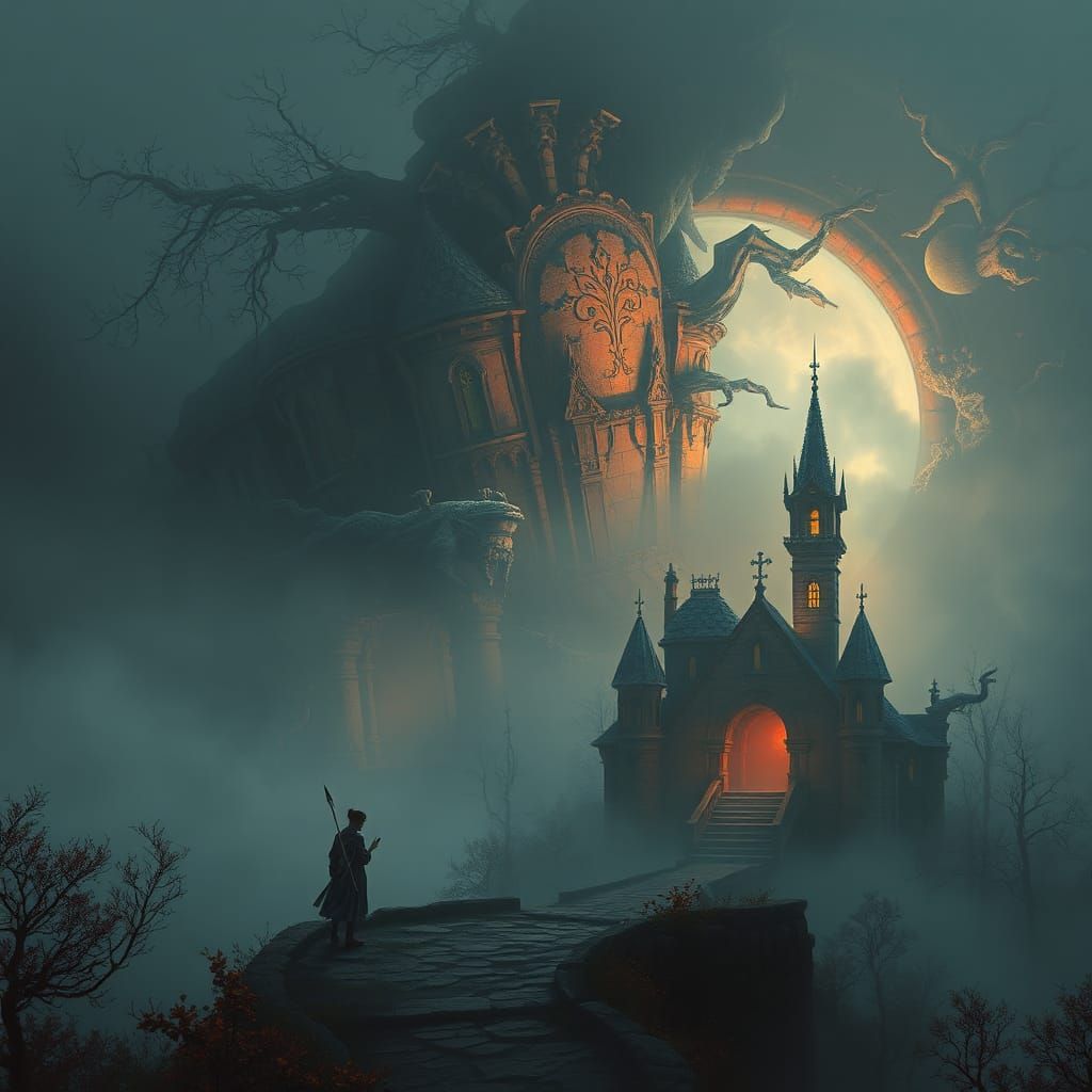 Ethereal Sinister Fantasy Realm in Matte Painting Style