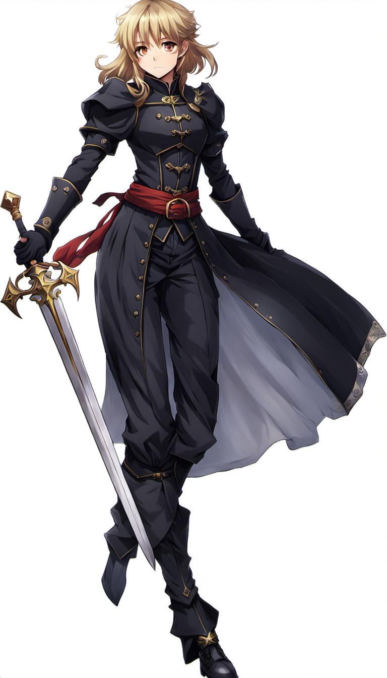 Kachua Powell in Black Priest Outfit: Anime Style