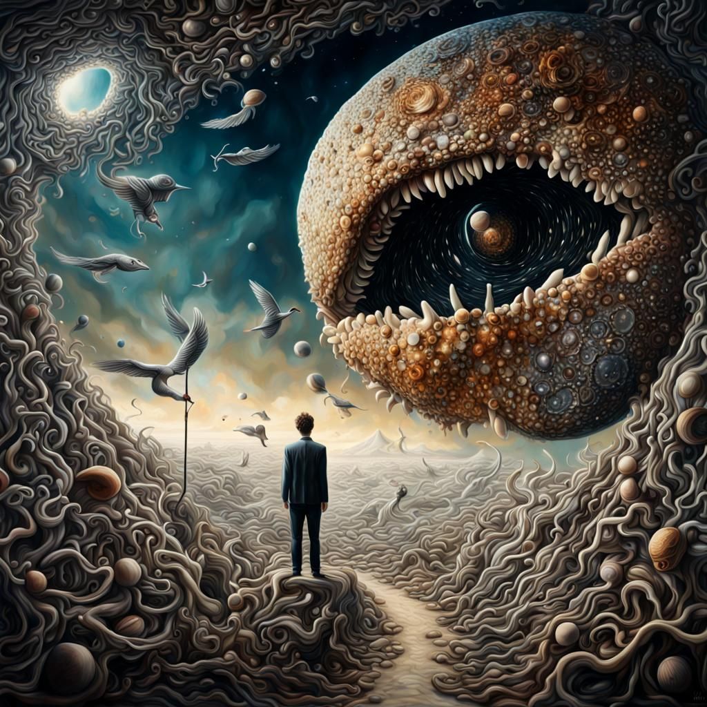 Surrealist Painting: Human Limitations in Endless Universe