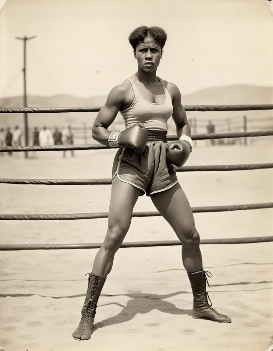 Vintage Photograph of a Black Woman Boxer