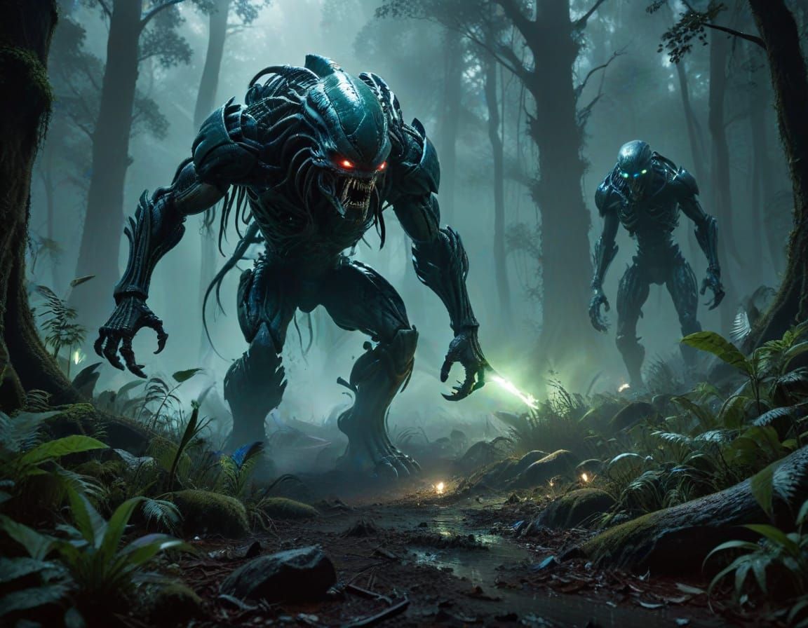 Predator vs Alien in Dark Forest: Zombie Apocalypse