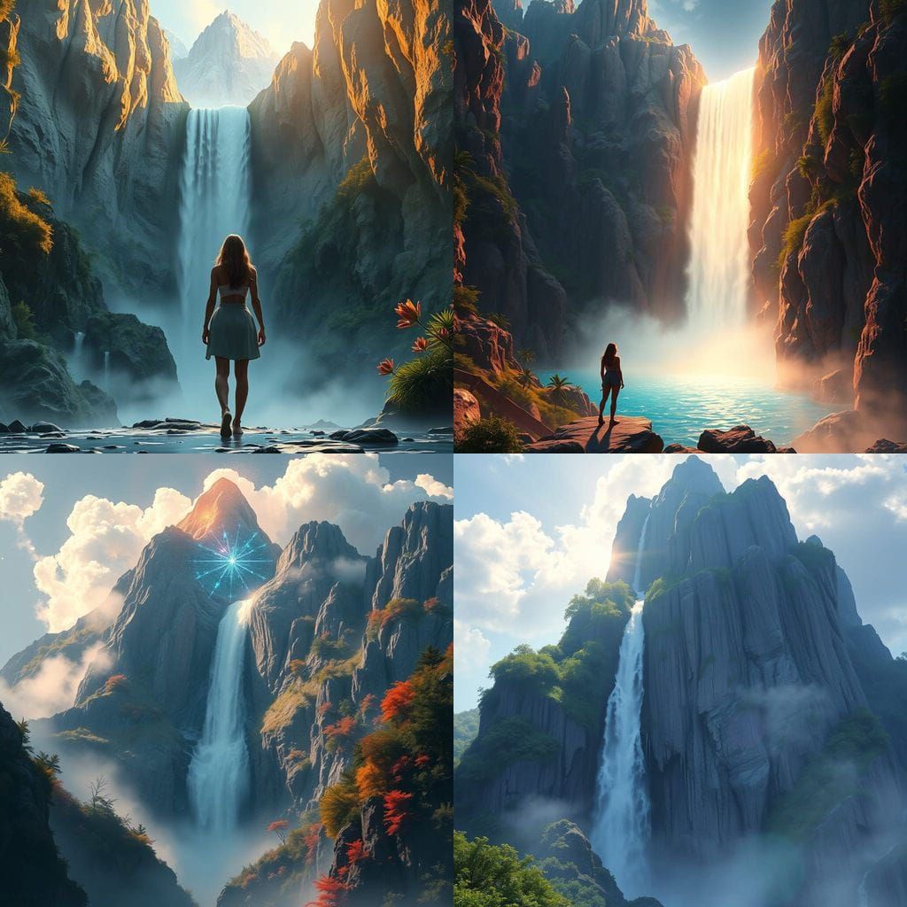 Crystal Waterfall in Hyperealistic Splendor