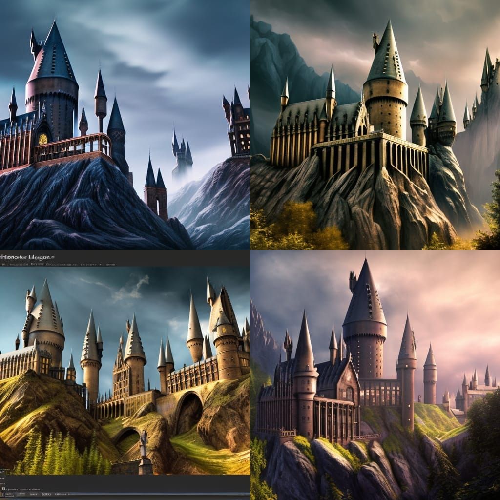 Detailed Matte Painting of Hogwarts in 8k