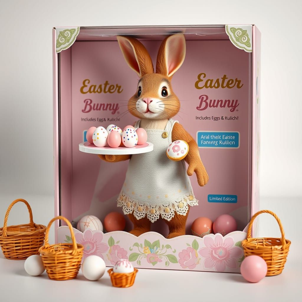Easter Bunny Action Figure in Detailed Toy Packaging