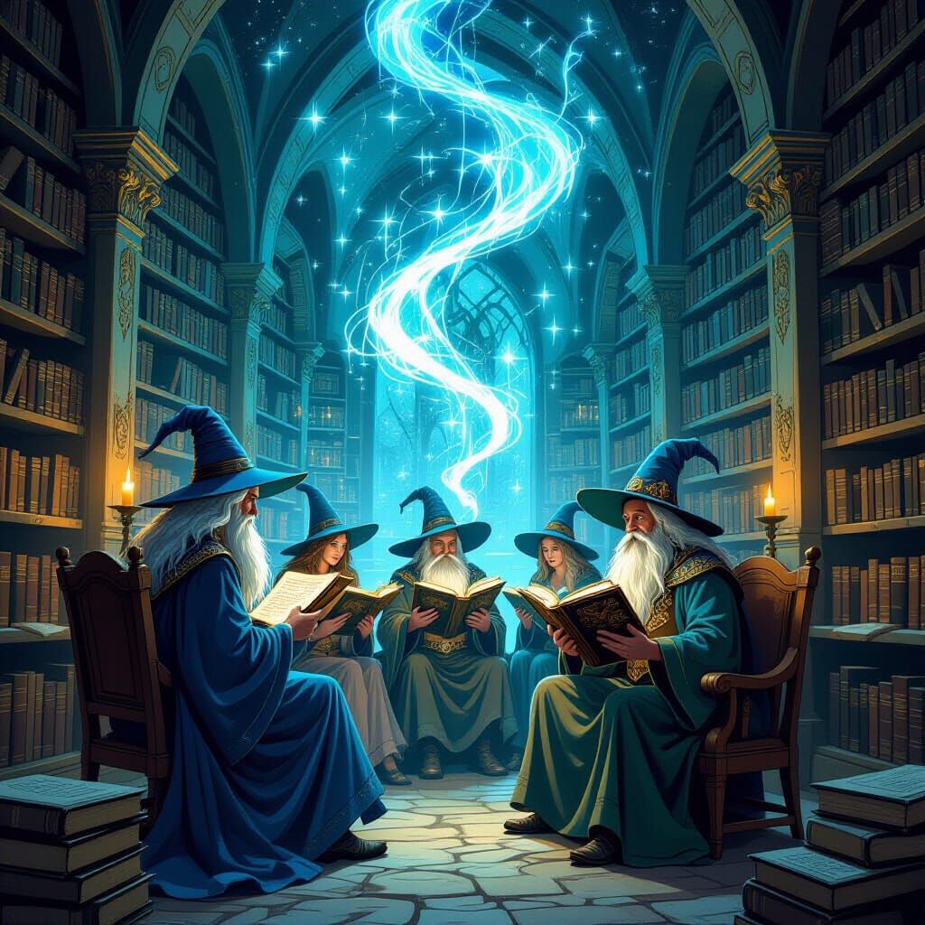 Enchanted Library: A Comic Book Art Scene