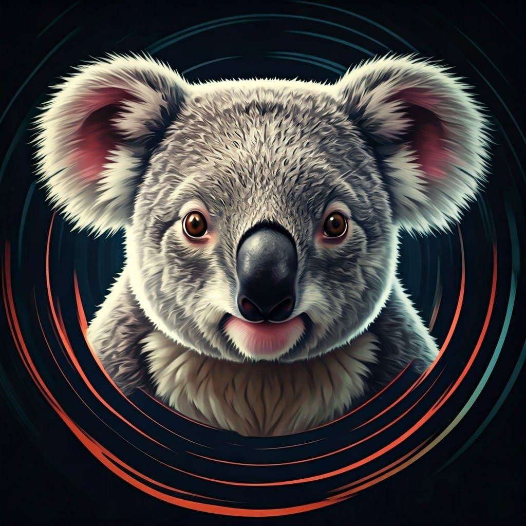 Koala in 80s Manga Style with Screentones