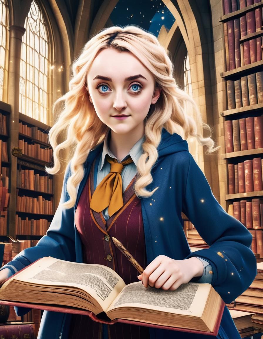 Anime Girl Emerges from Giant Book in Wizarding World