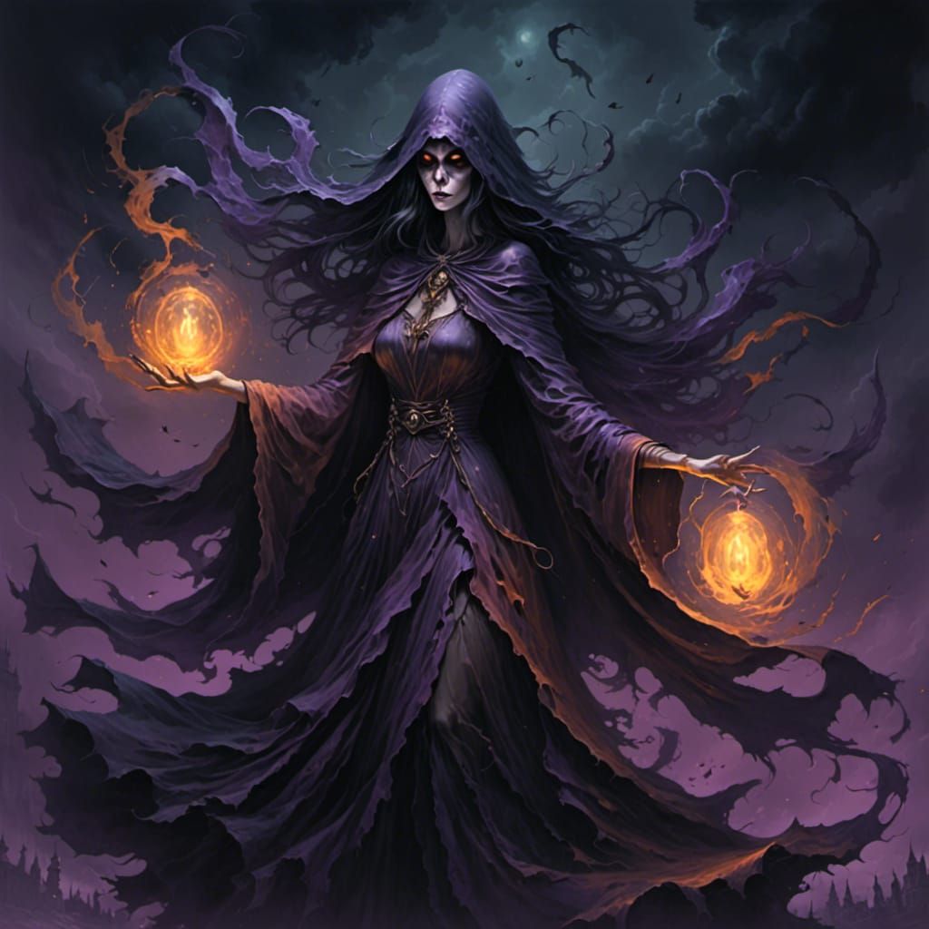 Ethereal Ghost Witch in Digital Art Style