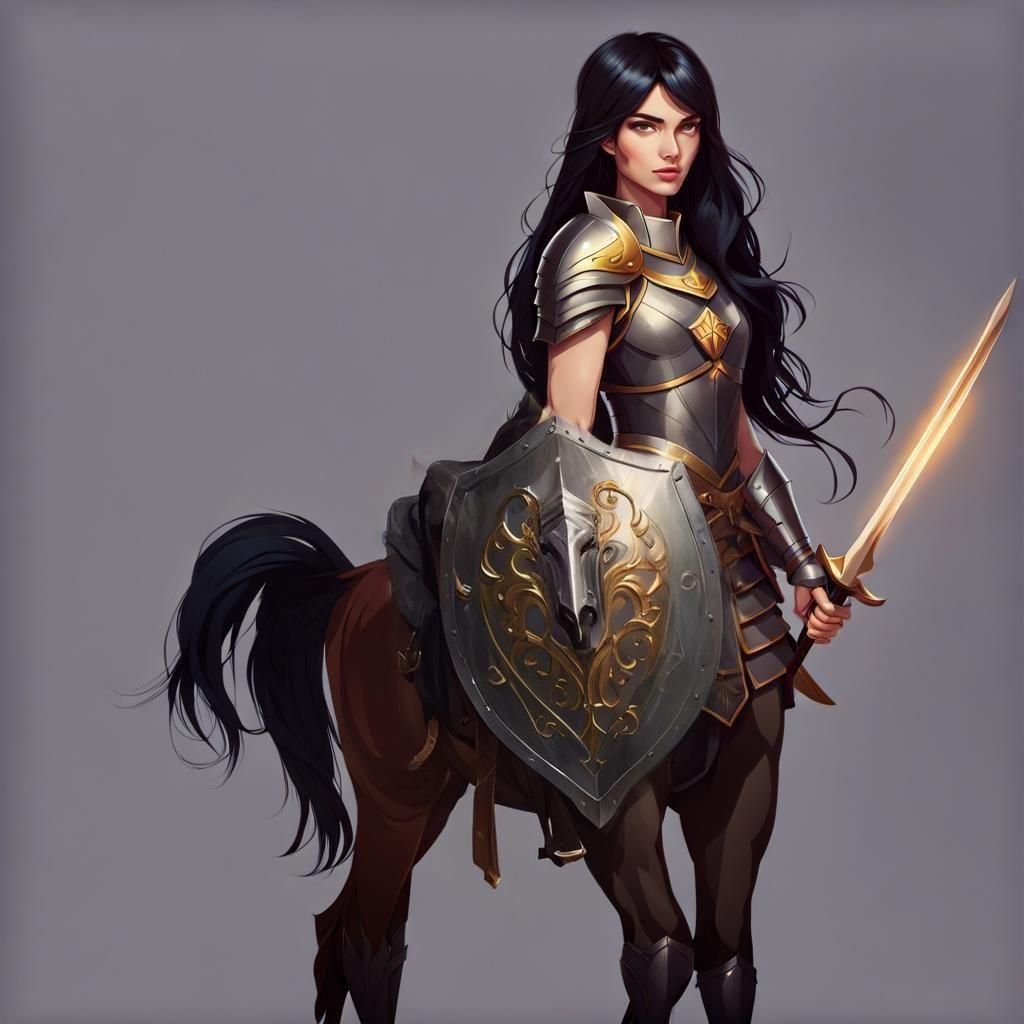 Fantasy Centaur Knight in Plate Armor