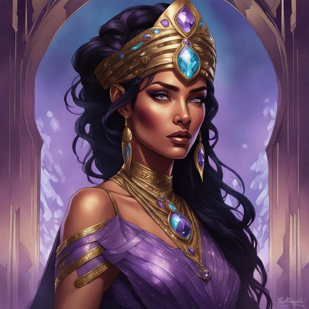 Egyptian Elf Goddess in Hyperdetailed Digital Art