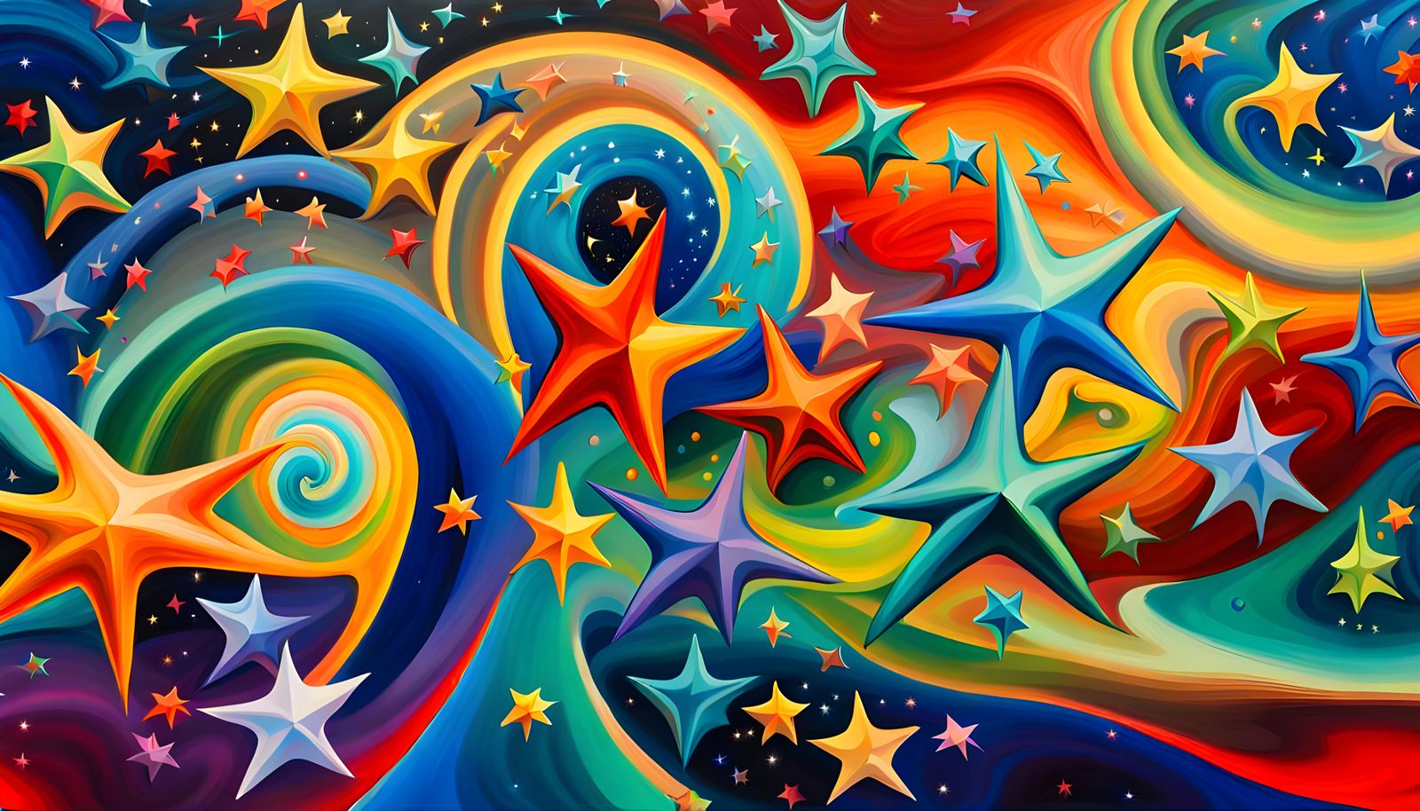 Cosmic Star Cluster in Rich Impasto Oil Painting Style