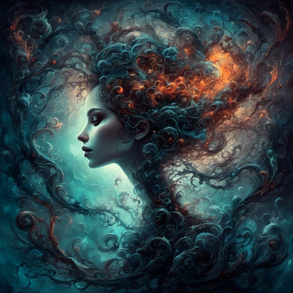 Surreal Gothic Portrait of Woman Between Worlds