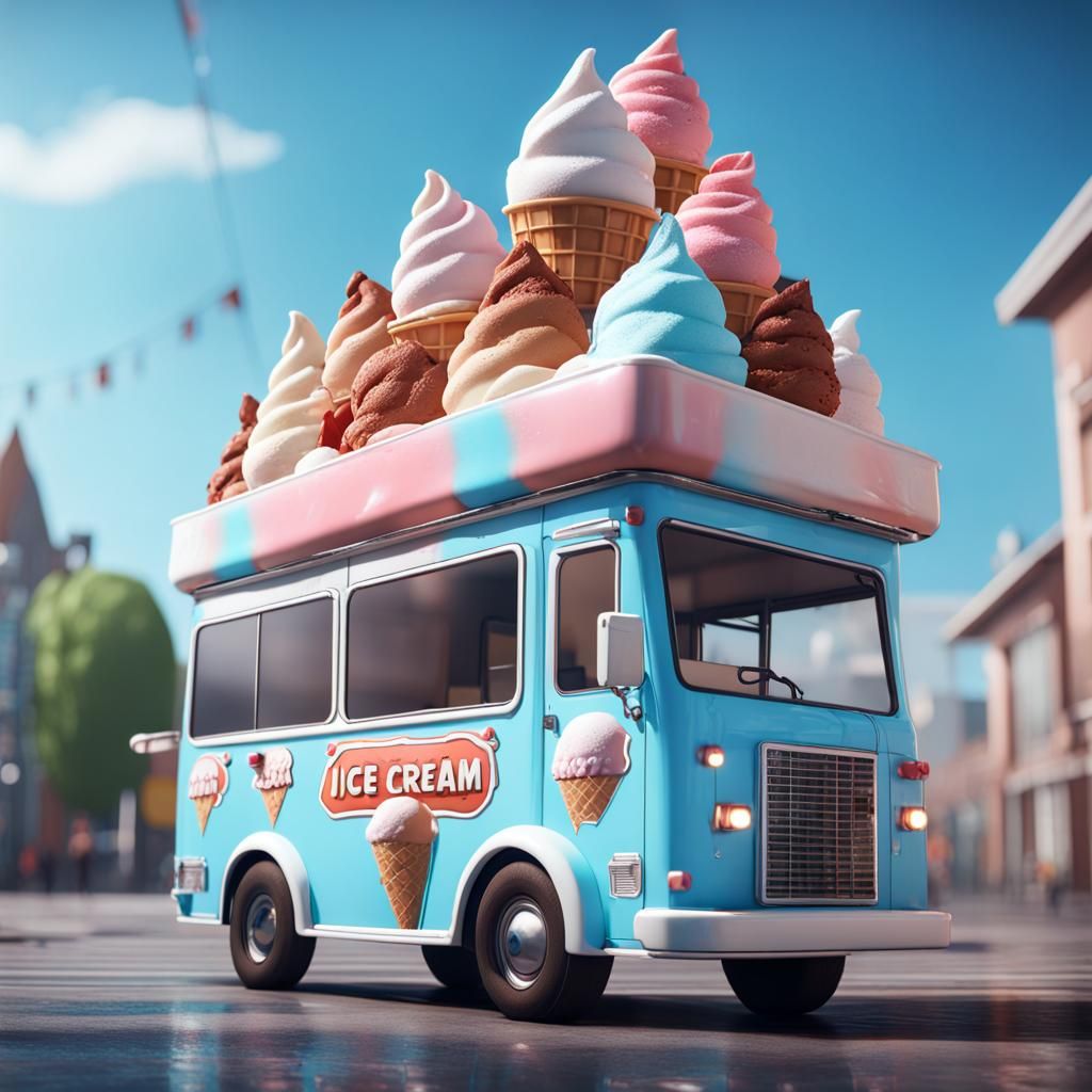 Upside Down Head Ice Cream Man in 3D