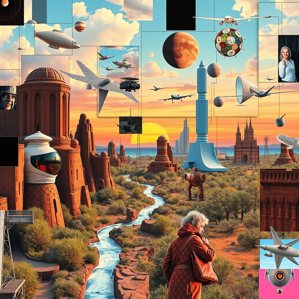 Ethereal Collage of Vibrant, Surreal Juxtapositions