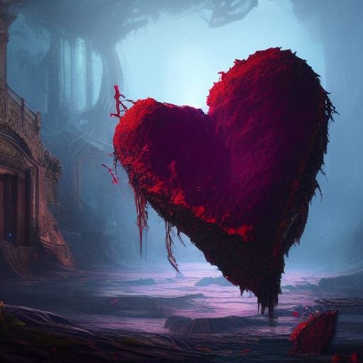 Fantastical Broken Heart in Detailed Matte Painting