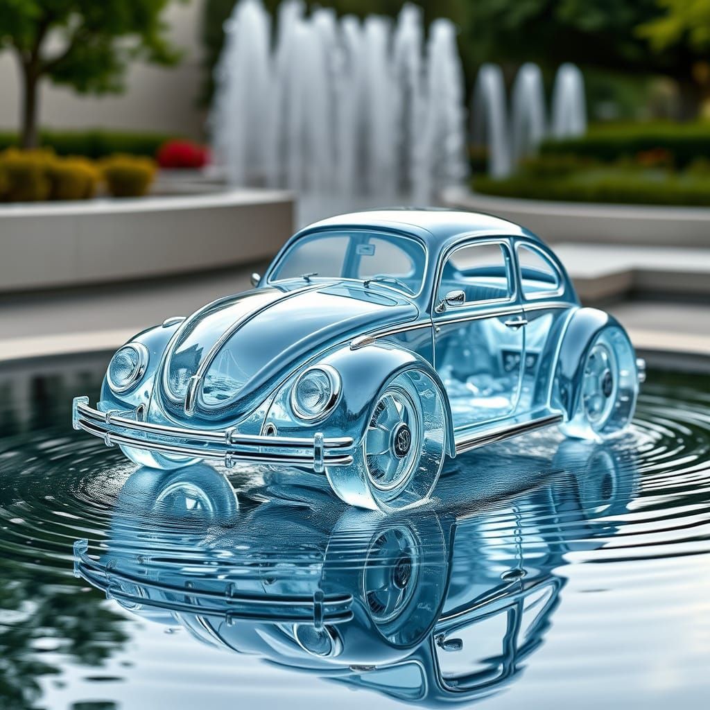 Sleek Water Fountain Sculpture in Vibrant Colors