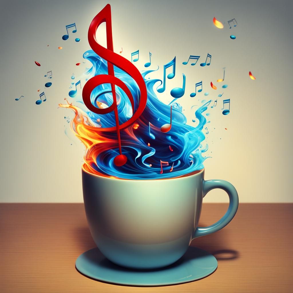 Coffee Steam Forms Musical Notes: Digital Art
