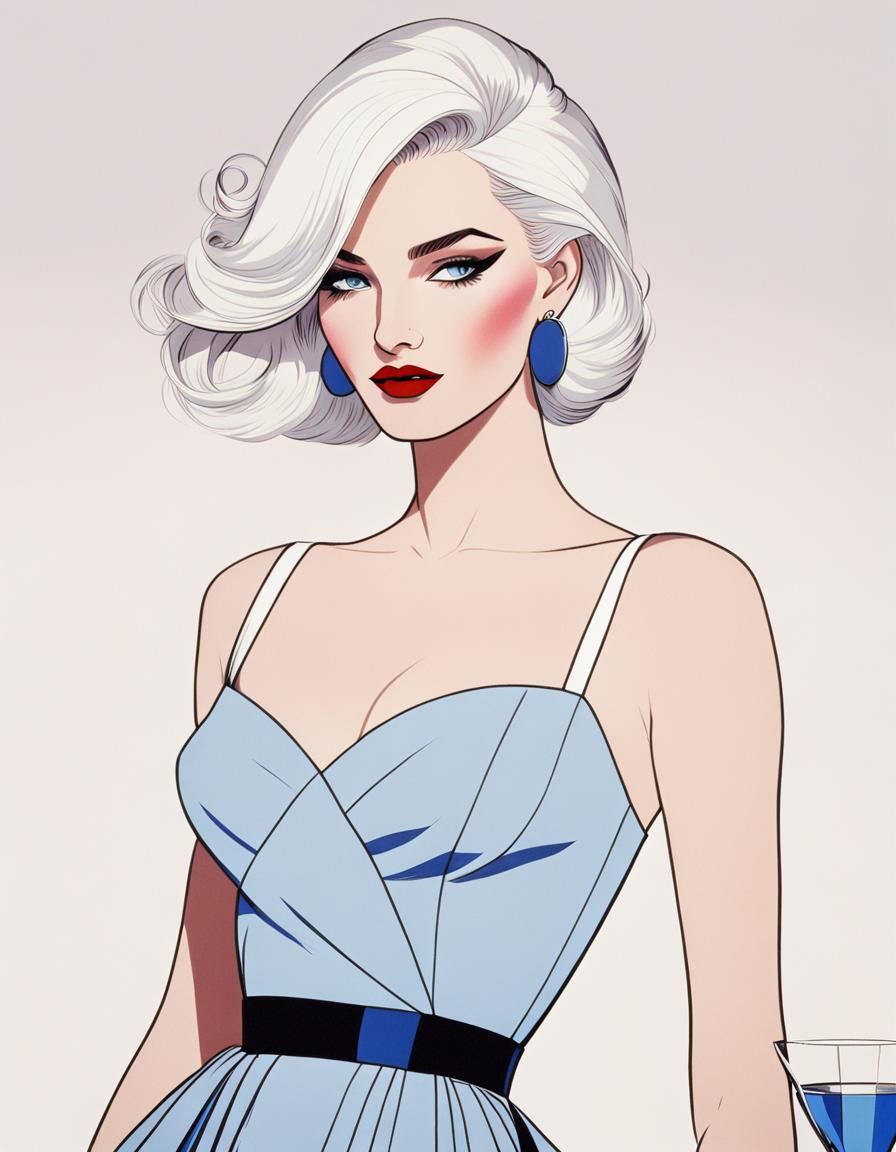 Fashionable Woman Winking in Nagel Style
