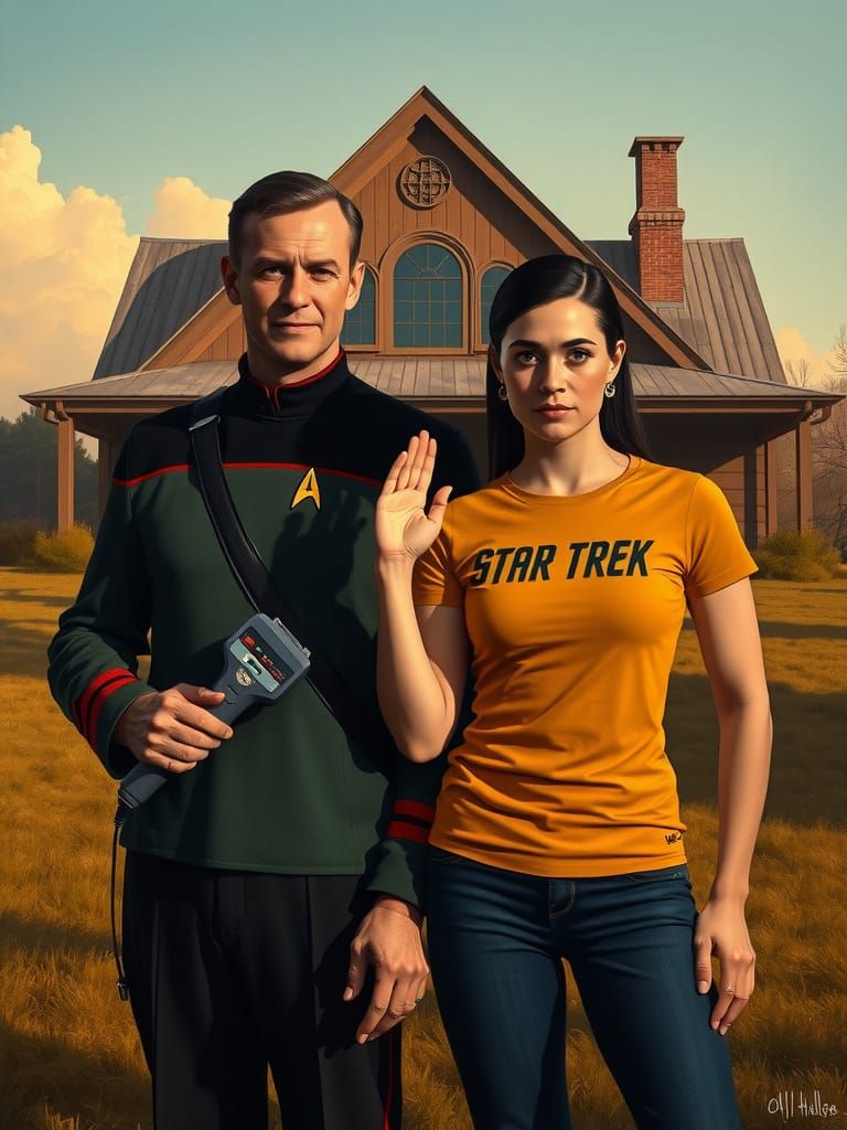 Star Trek Fans in American Gothic Style