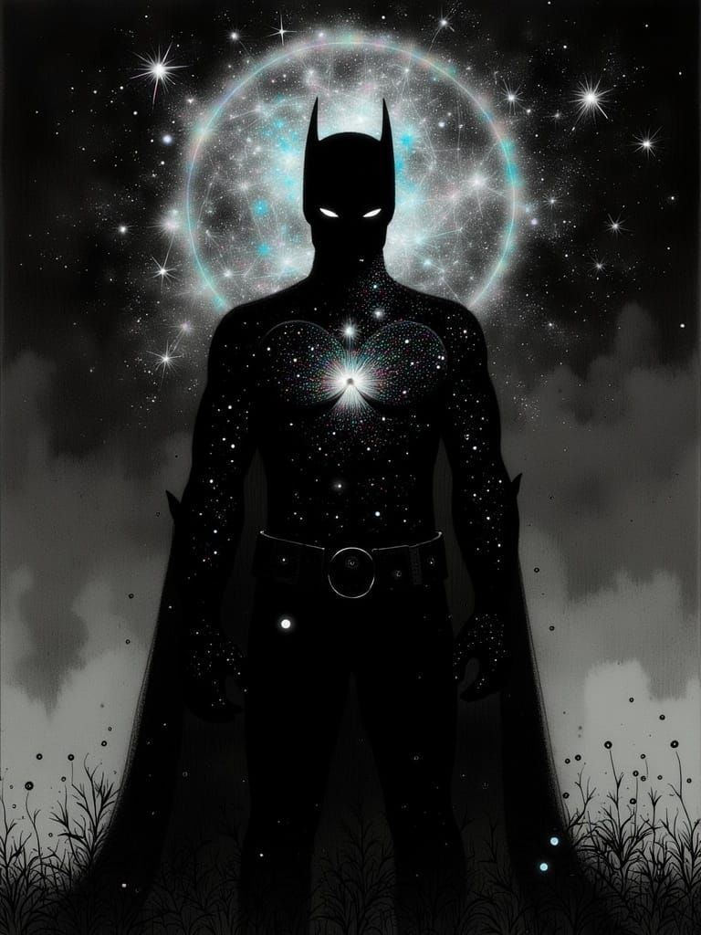 Brooding Batman Radiating Iridescent Aura