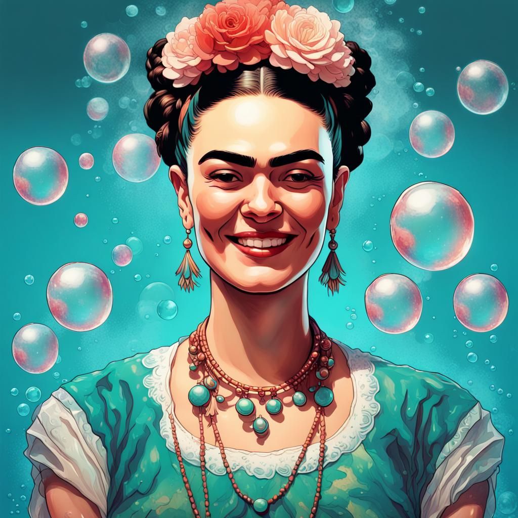 Dreamlike Portrait of Frida Kahlo by Rutkowski and Mucha