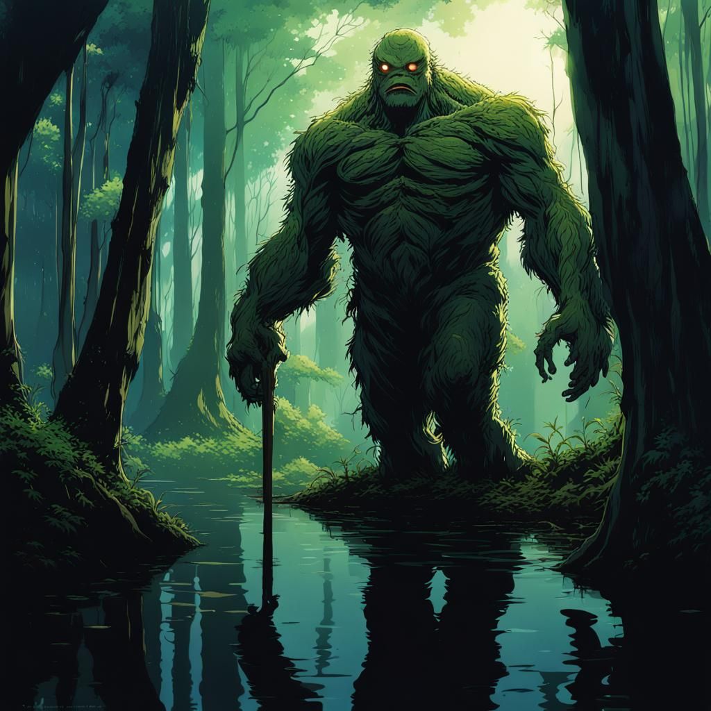 Swamp Creature in Studio Ghibli Anime Style