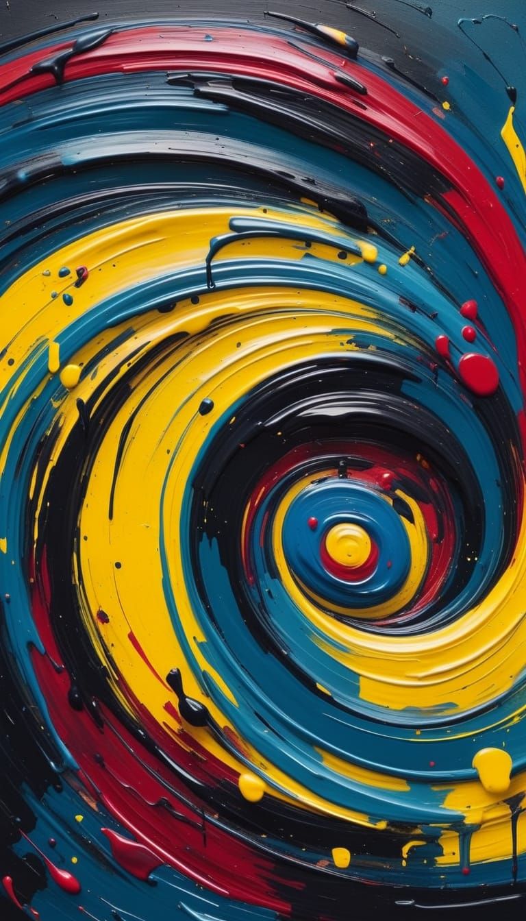 Abstract Expressionist Vortex of Color in Impasto Style