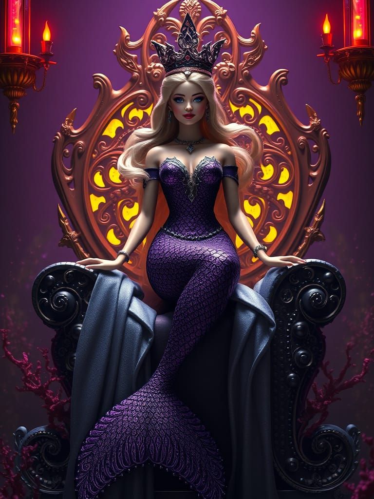 Regal Mermaid Queen Concept Art in Dark Fantasy Style