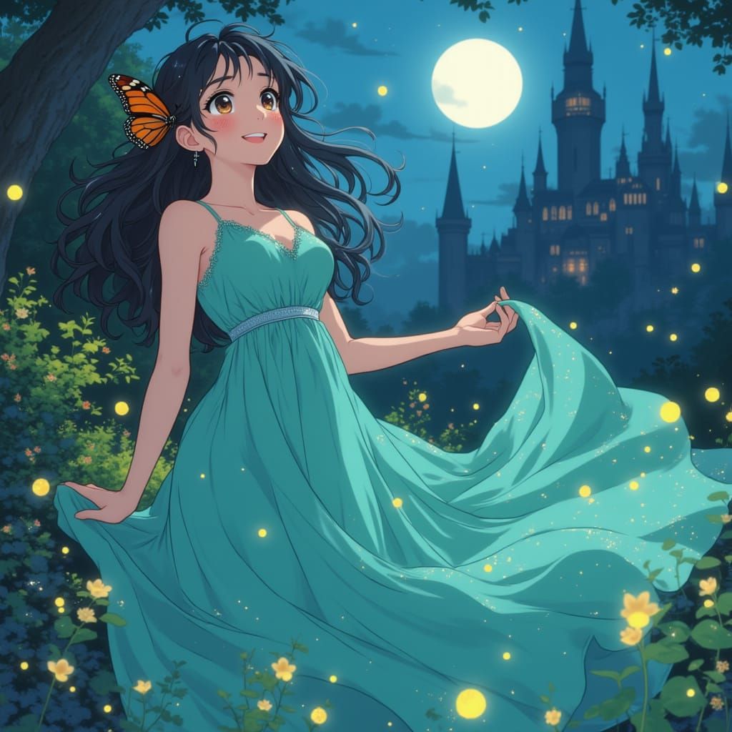 Anime Girl Levitation in Ghibli Style