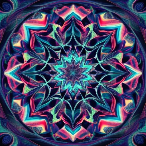 Vibrant Fractal Art in Digital Vector Style