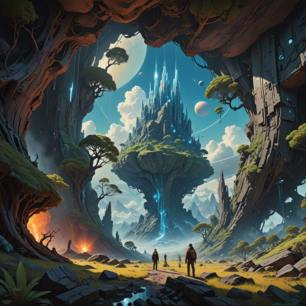 Surreal Digital Painting of Earth's Heart in Cosmic Style