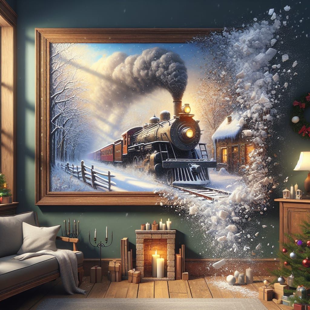Winter Landscape Painting Enlivens Cozy Room