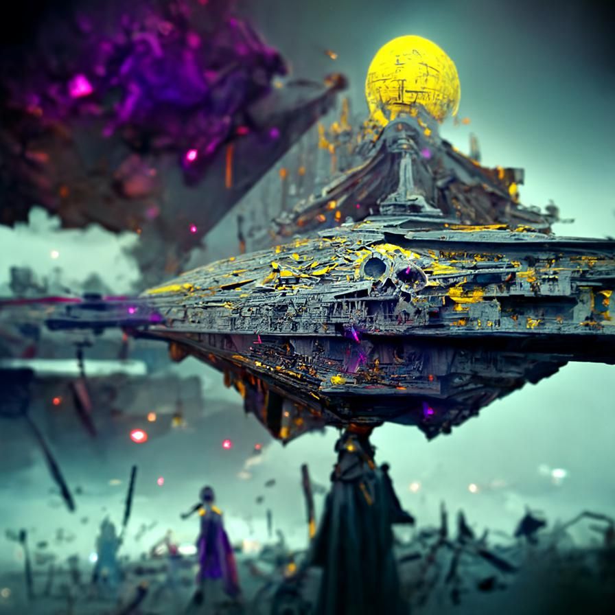 Epic Star Wars Battle in Space, Dark Fantasy Art