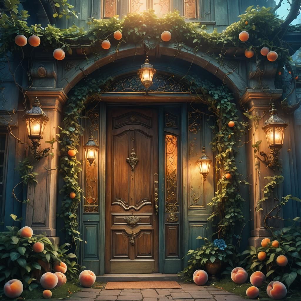 Mystical Peach Harvest House in Dreamy Lighting