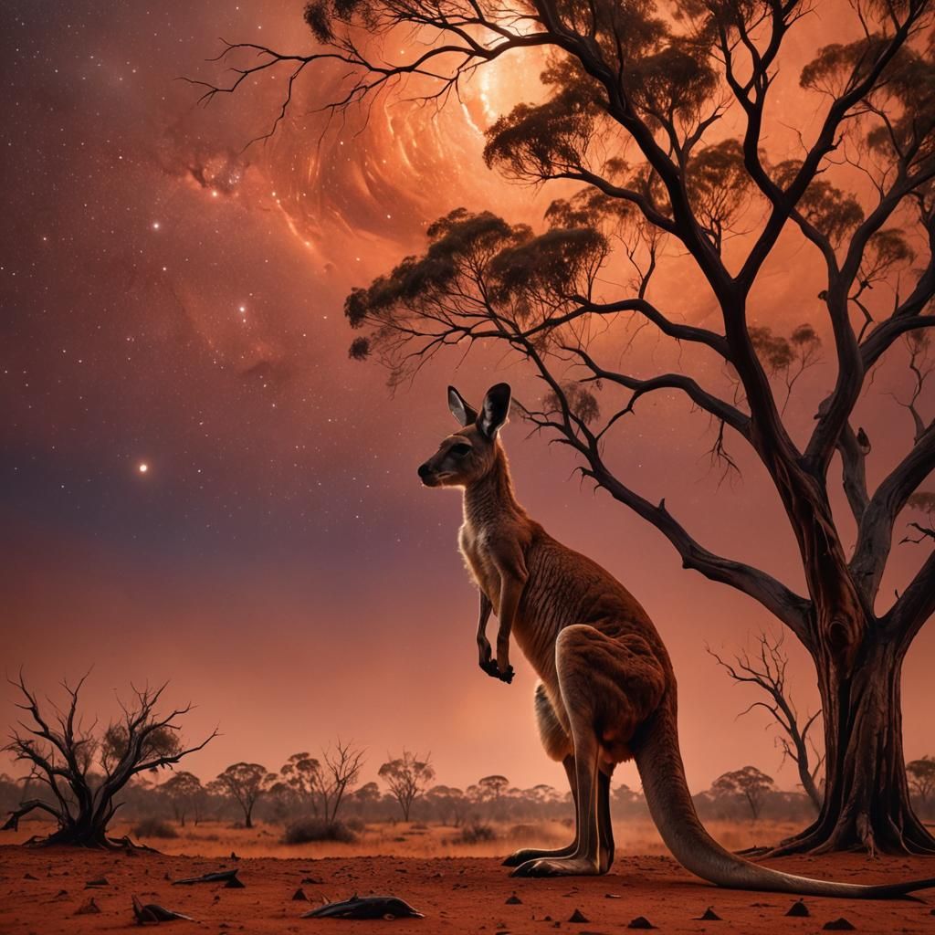Kangaroo in Dreamy Surreal Australian Outback