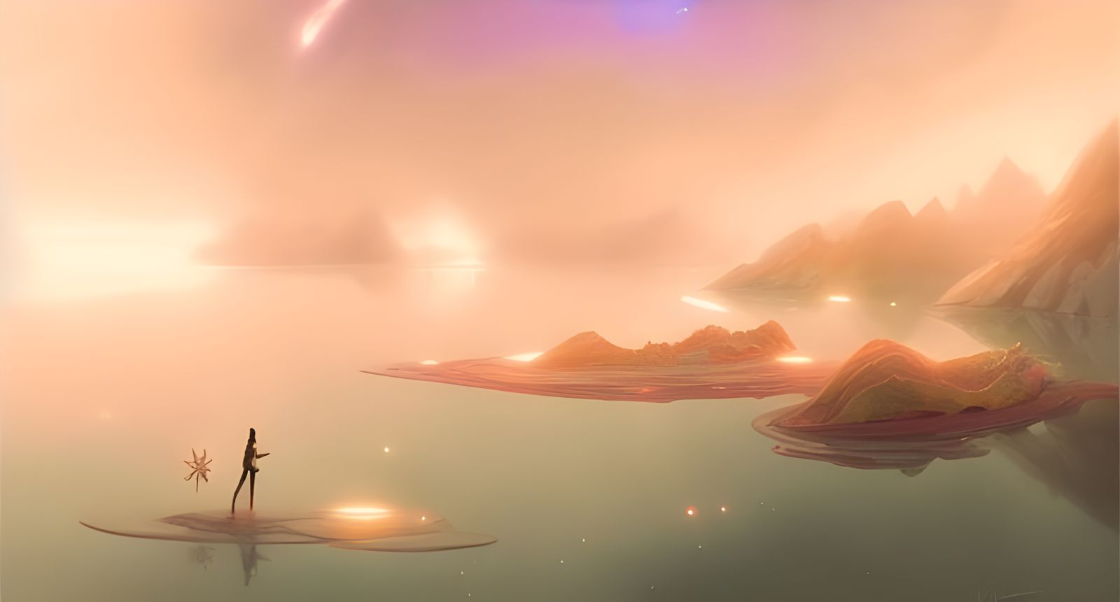 Magical Floating Crystal Landscape in Ethereal Pastel