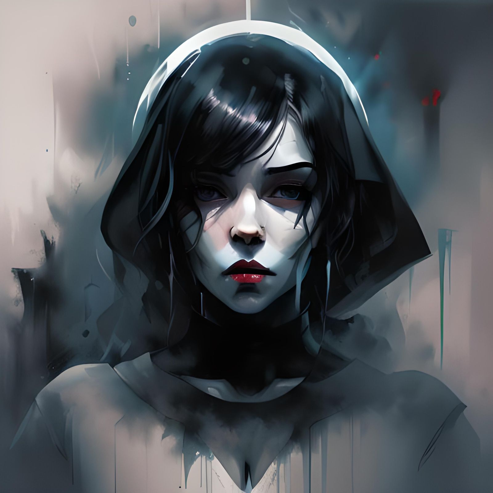 Woman's Face in Gothic Matte Oil Painting Style